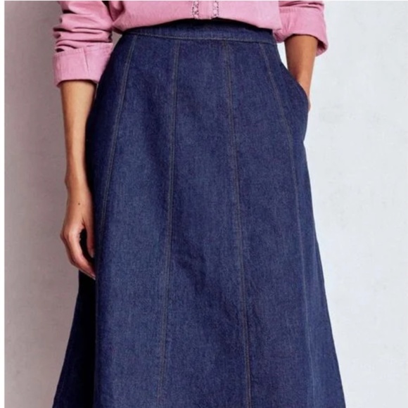 Boden Women's Blue Joy Paneled Denim Skirt - Picture 2 of 6